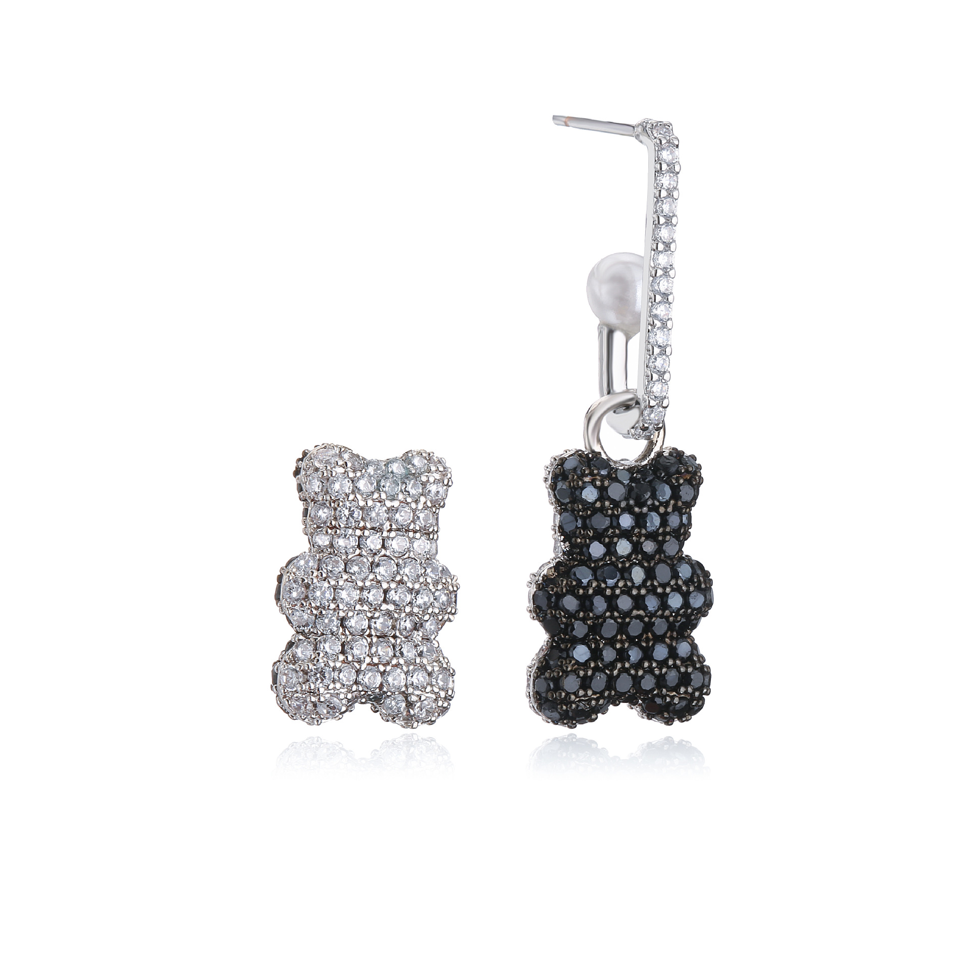 Black and White Bear Earrings 1 pair