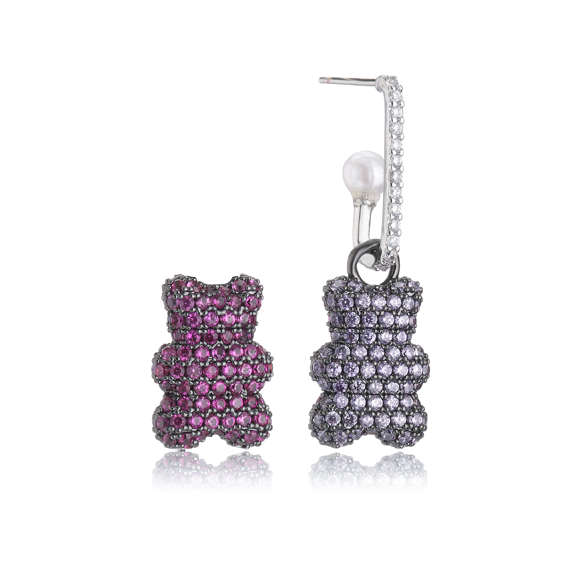 Fuchsia Bear Earrings 1 pair