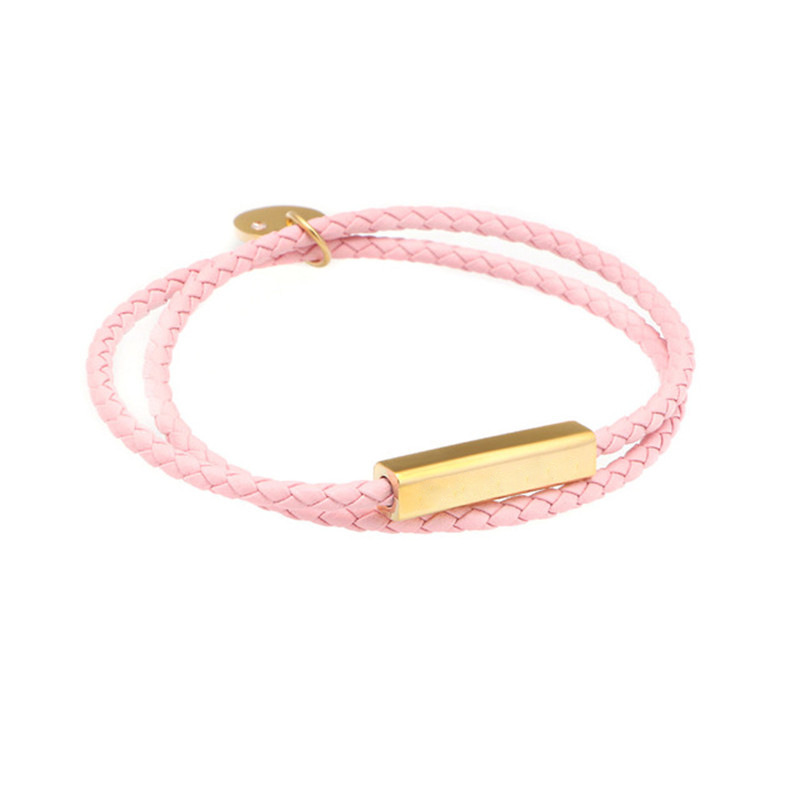 Double pink rope gold buckle