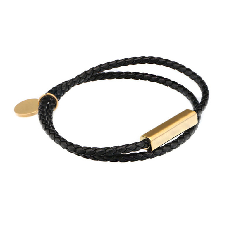 Double black rope gold buckle