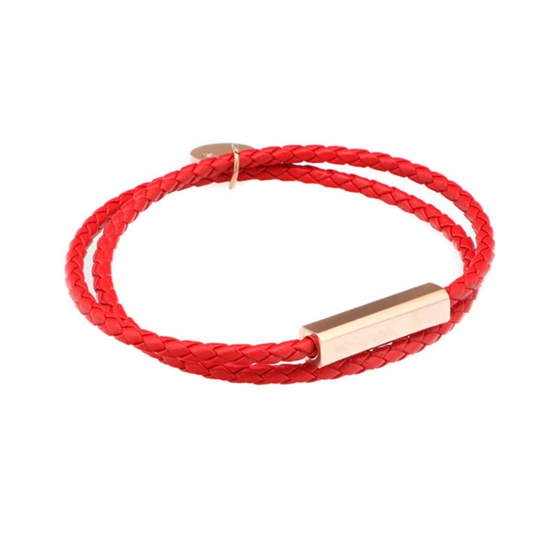 Double Red cord rose gold buckle