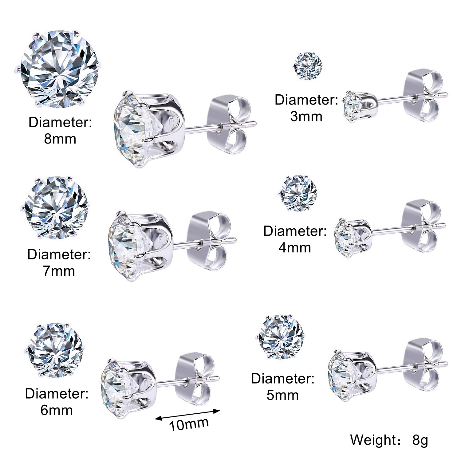 E1911-16 Stud Earrings White