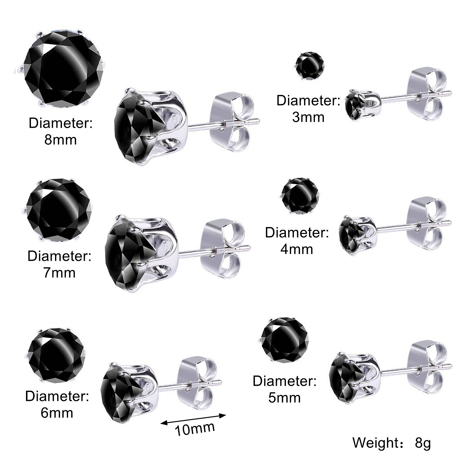 E1911-17 Stud Earrings Black