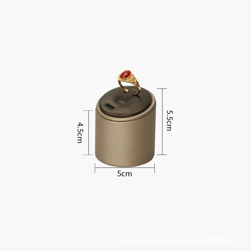 7:64-Champagne with Brown Brushed Cylinder Ring Display Holder 5.5x5x4.5cm