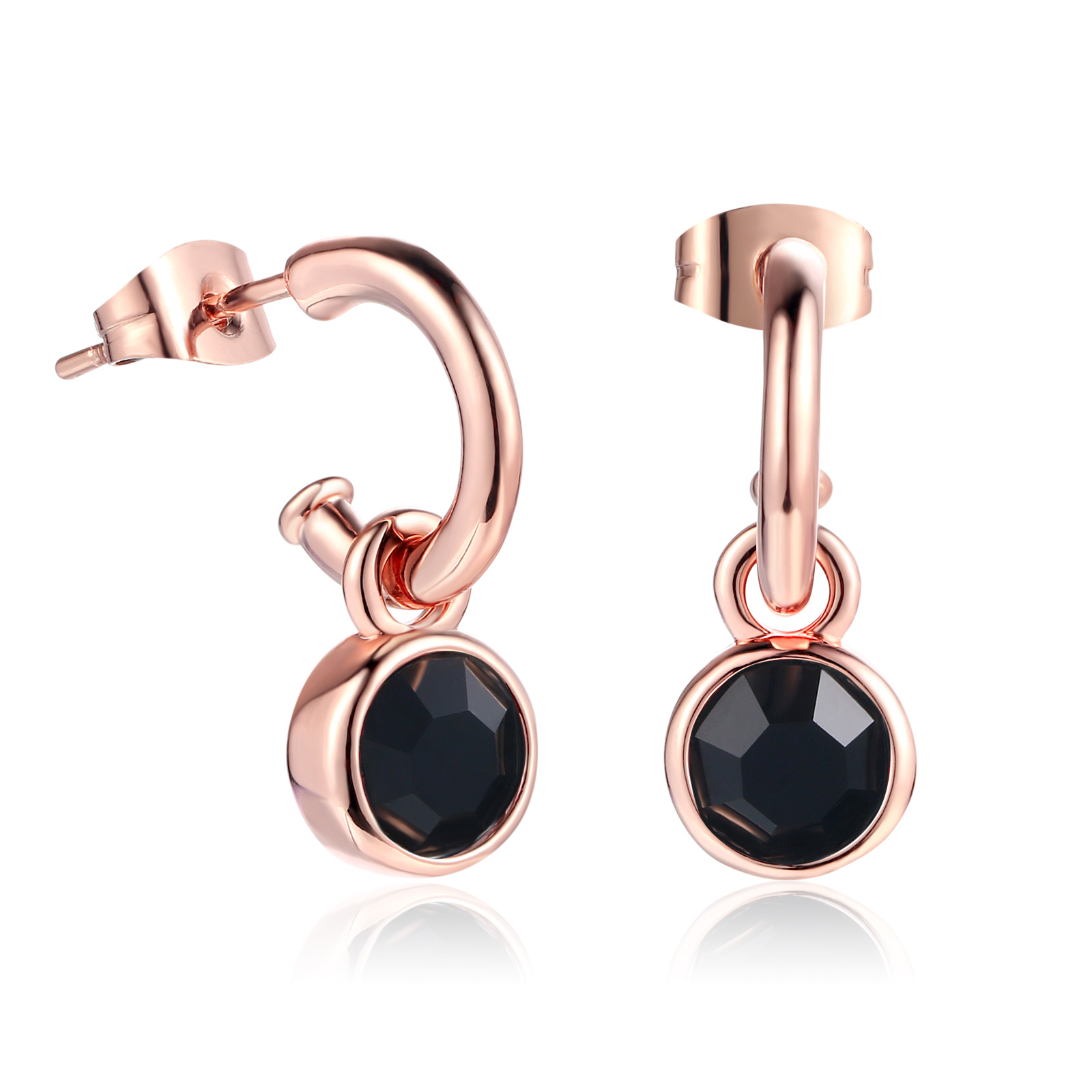 Rose gold black stone