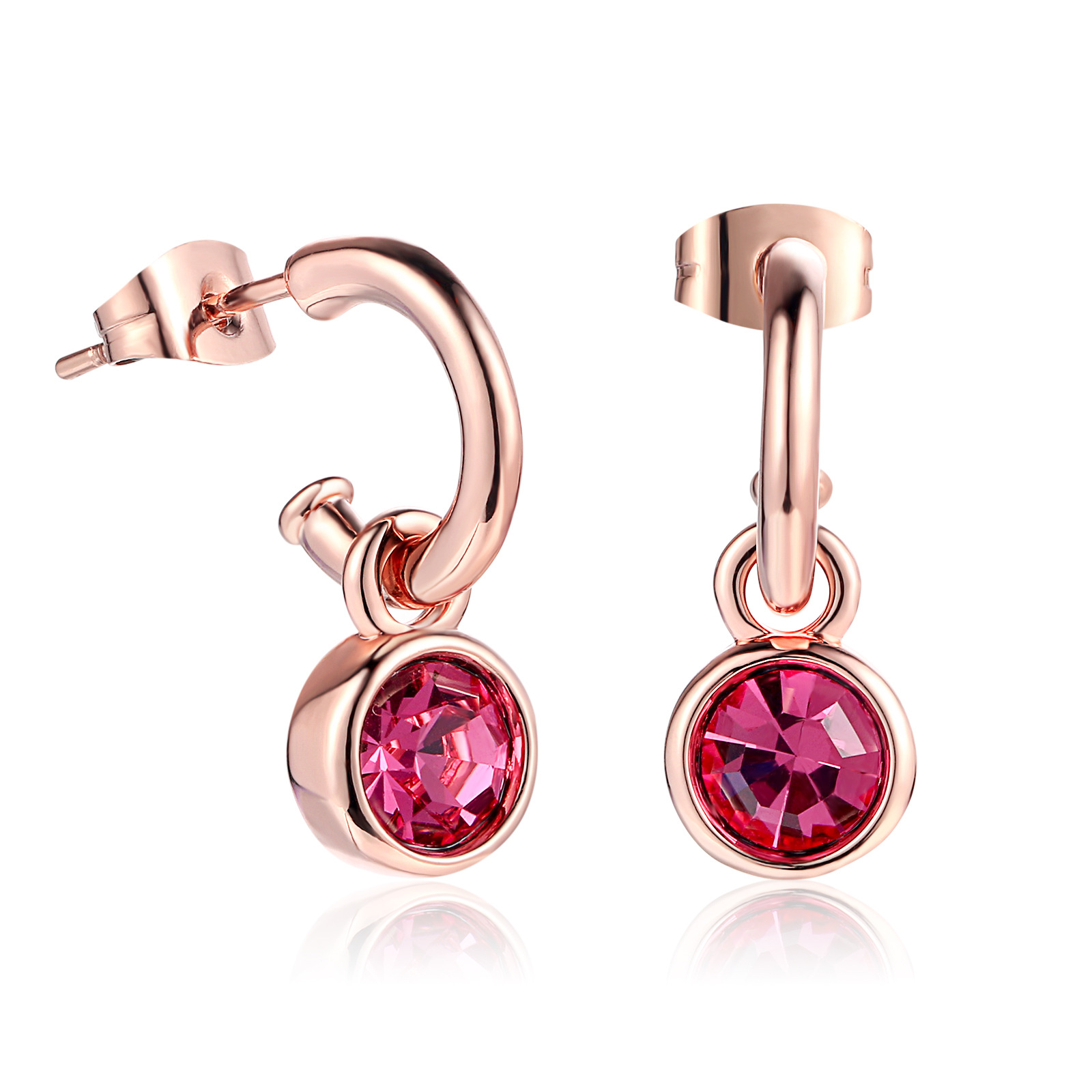 Rose gold deep rose red stone