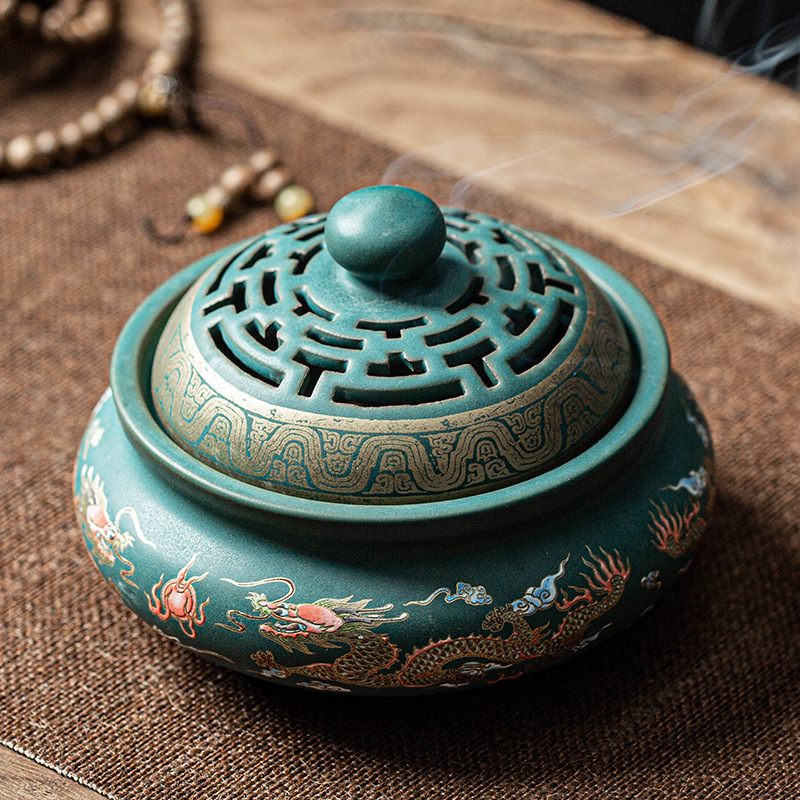 Colorful incense burner - Double dragon pattern