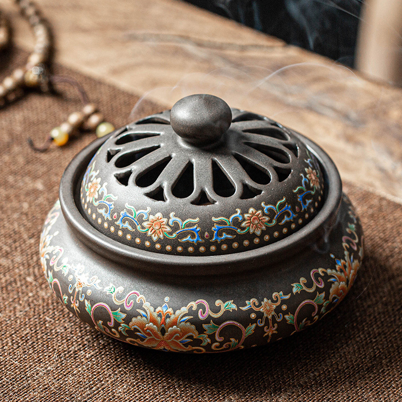 Colorful incense burner - rattan pattern