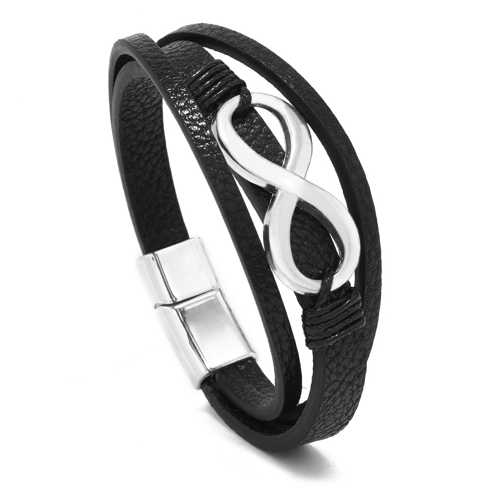 Black leather white buckle 21.5cm