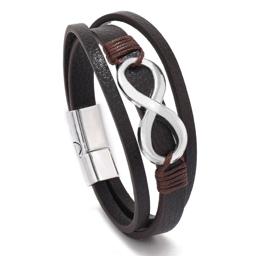 Brown leather white buckle 21.5cm