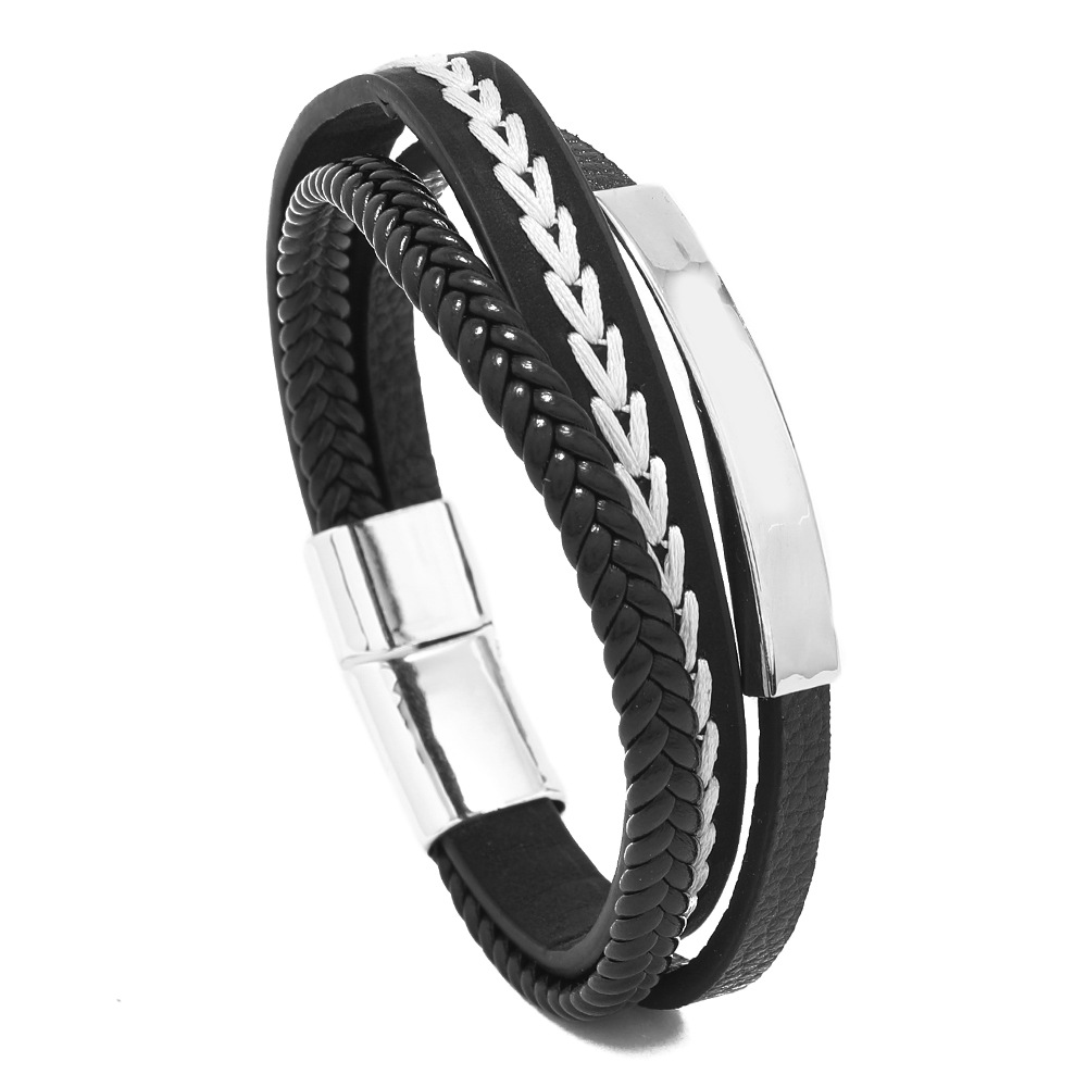 2:Black leather and white buckle