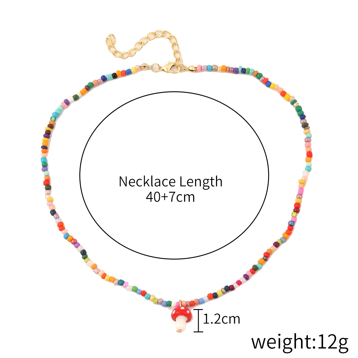 (16) N2106-31 Colorful Rice Beads Mushroom Necklac