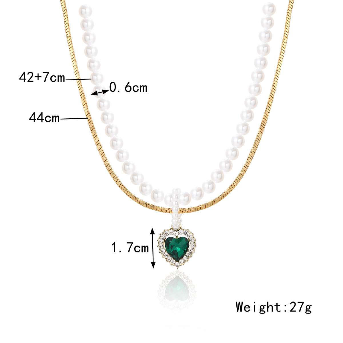 N2209-5 Double Green Peach Heart