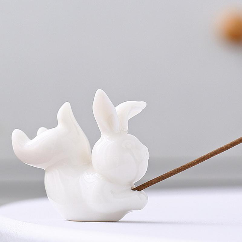 Jade Rabbit Flying to the Moon (White porcelain)5.5*4*2cm