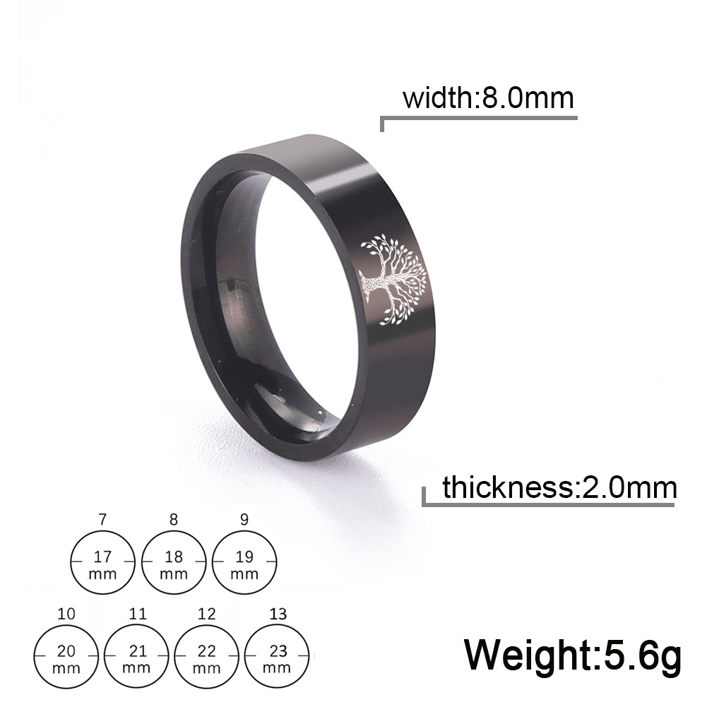 Black 8mm ring width US Size #7