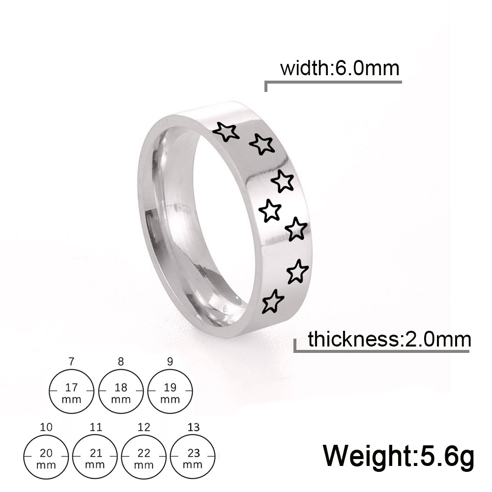 Steel color 6mm ring width US Size #7