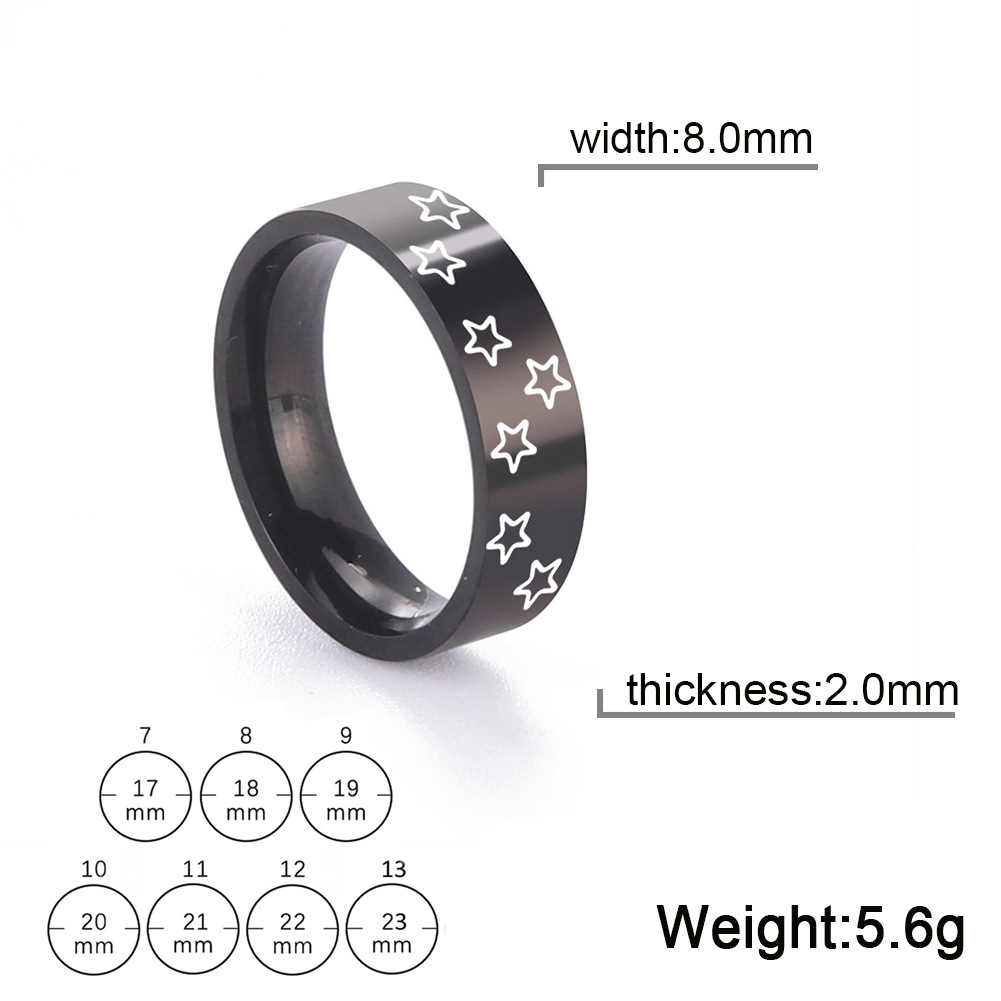 Black 8mm ring width US Size #7