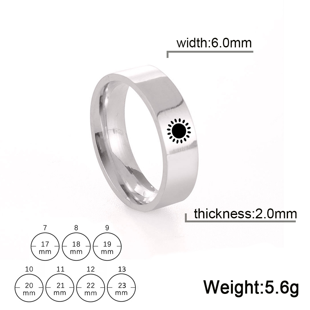 Steel color 6mm ring width US Size #7