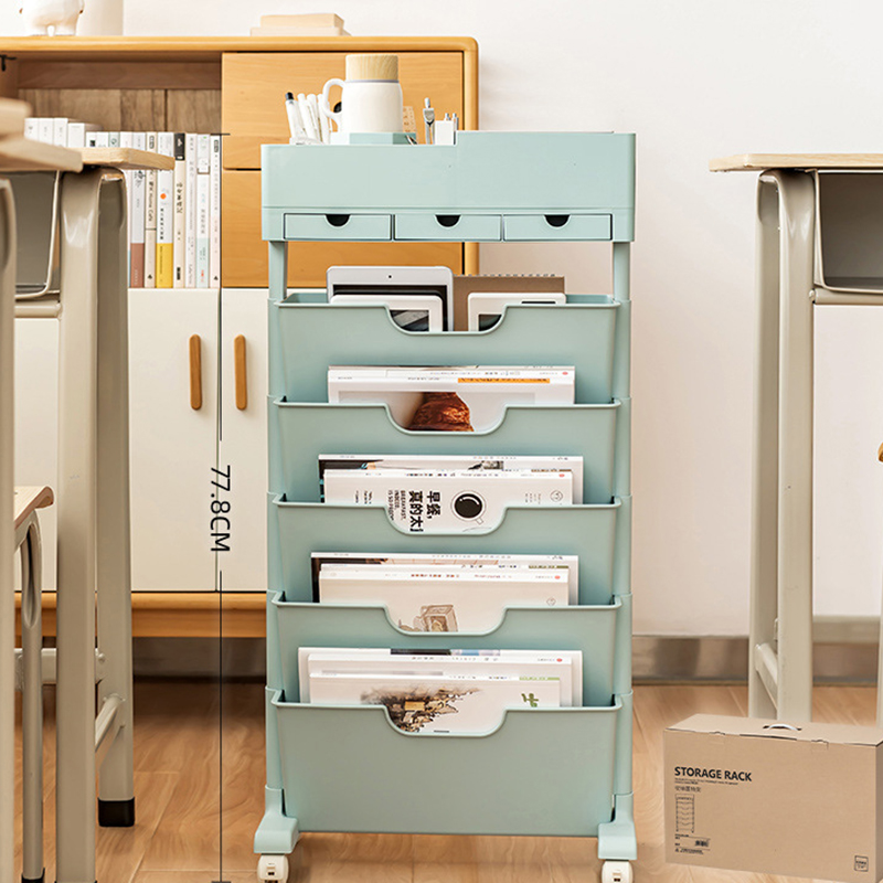 blue- Three drawers with wheels