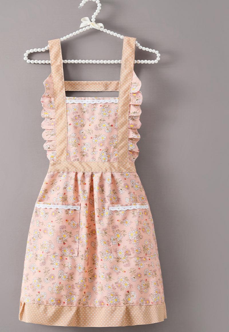 Floral princess dress with canvas braces-pink