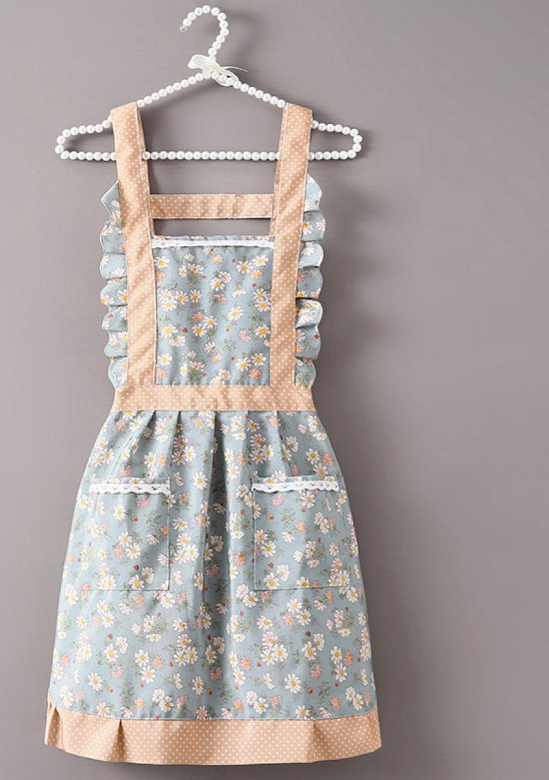 Tarpaulin Suspenders Floral Princess Dress - turquoise