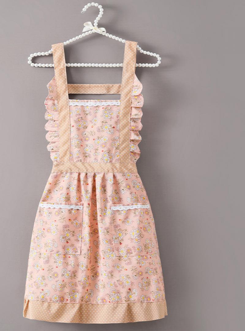 Tarpaulin Suspender Floral Princess Dress - Pink