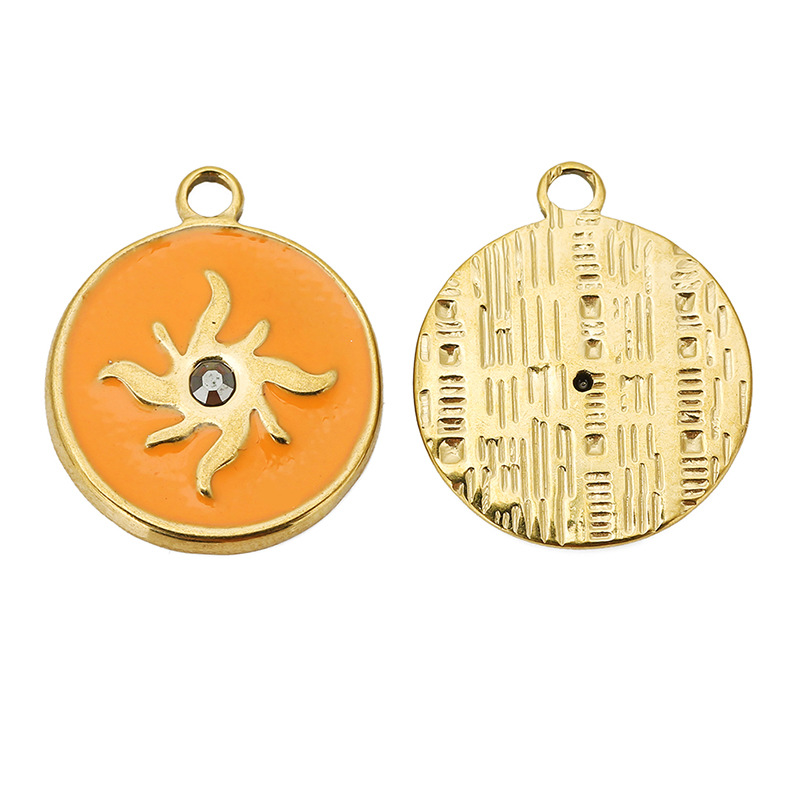 Sun with Diamond Pendant - Orange