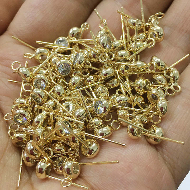 1:14k gold 3mm zircon