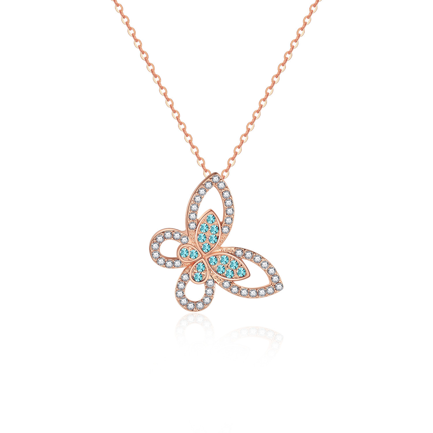 3:Rose gold blue butterfly