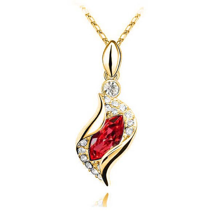 Gold dark red necklace