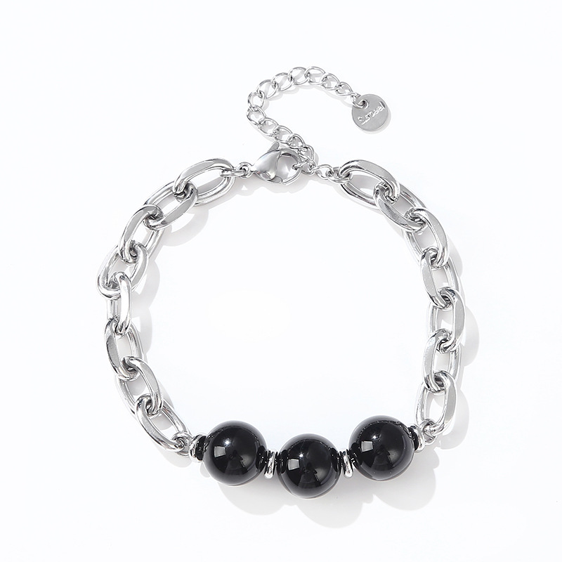 1:Stainless steel   black agate