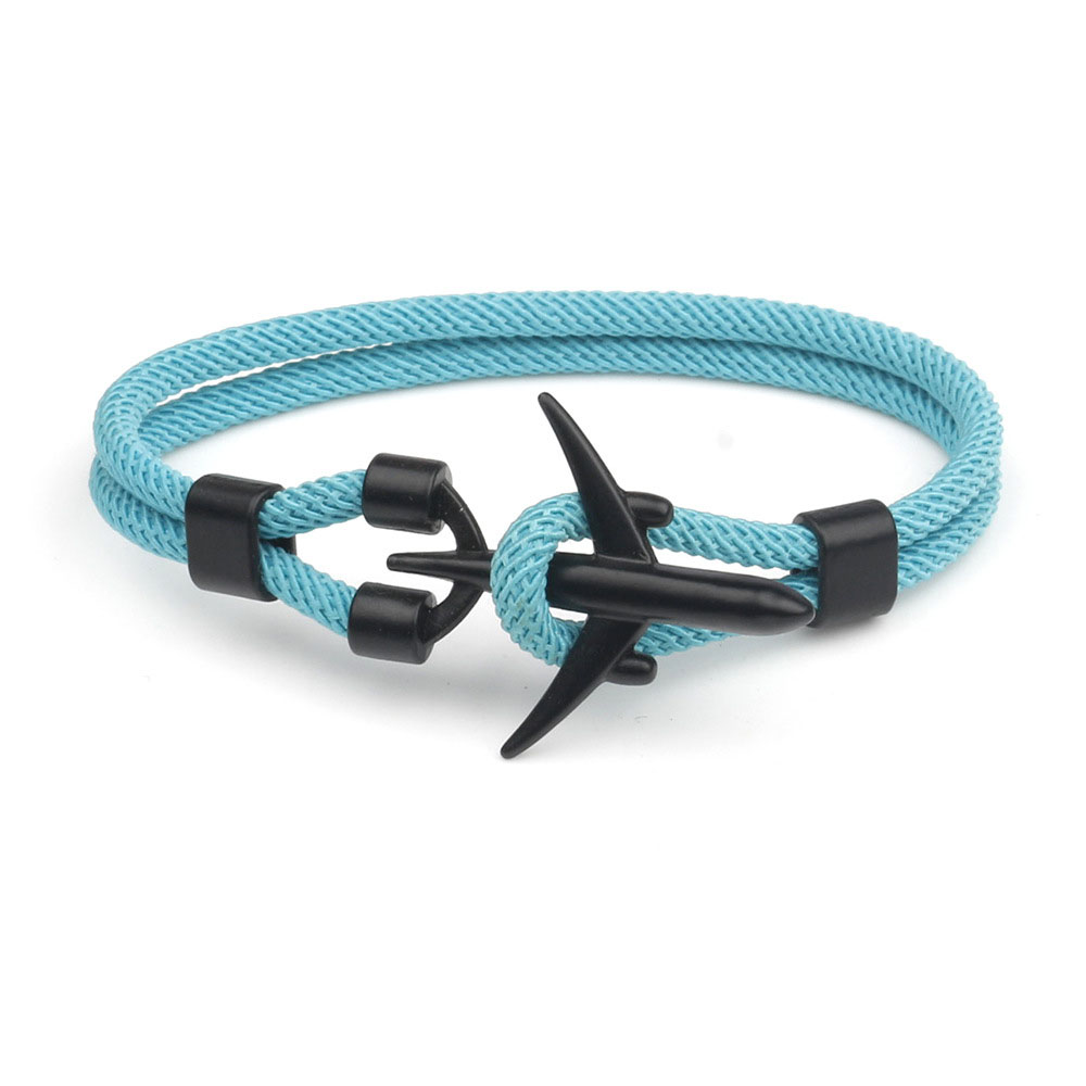 Black double-hole sky blue rope