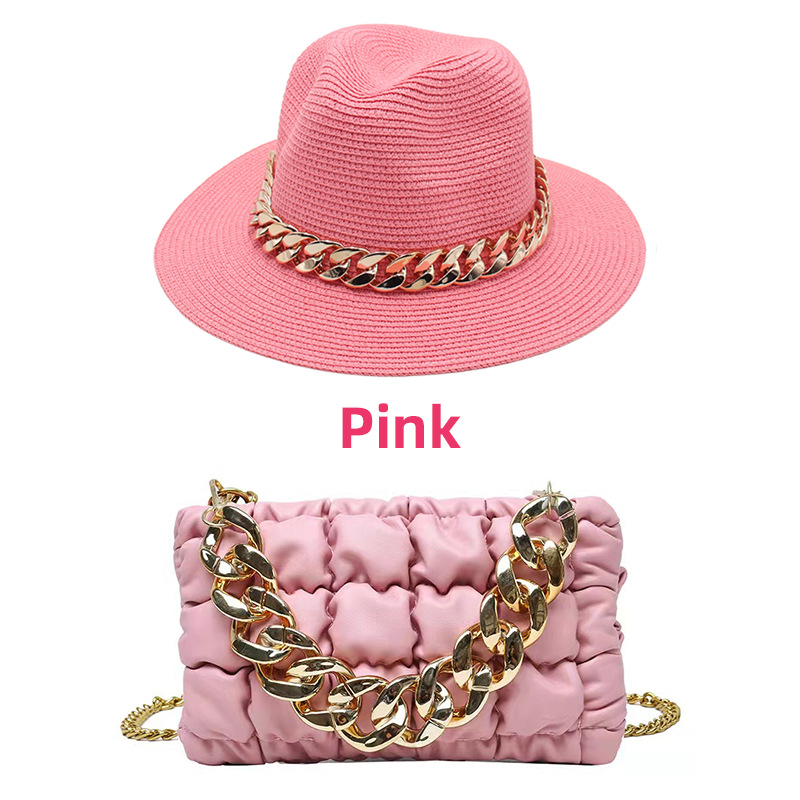 pink hat and bag