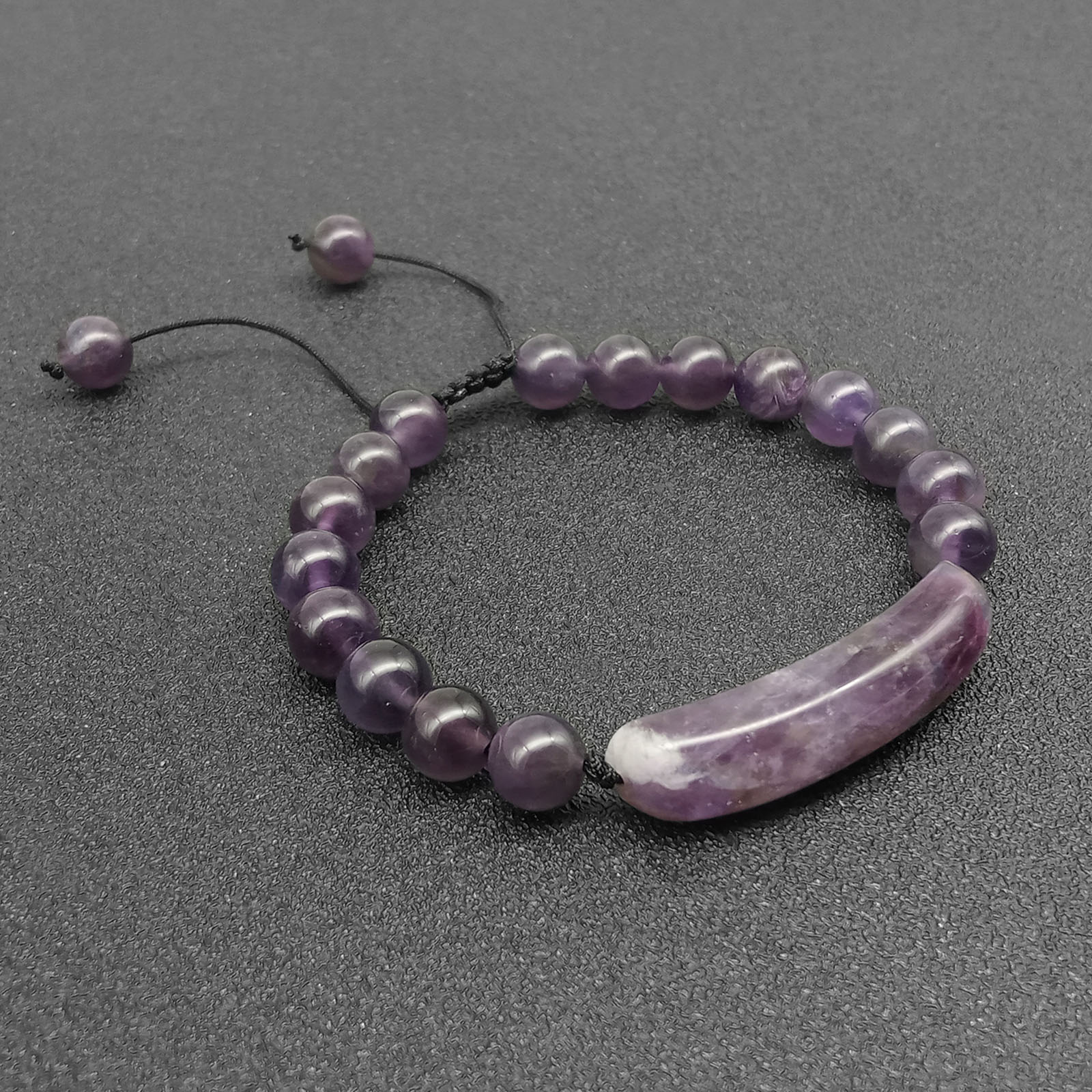 16:Amethyst [Black Rope] Bracelet