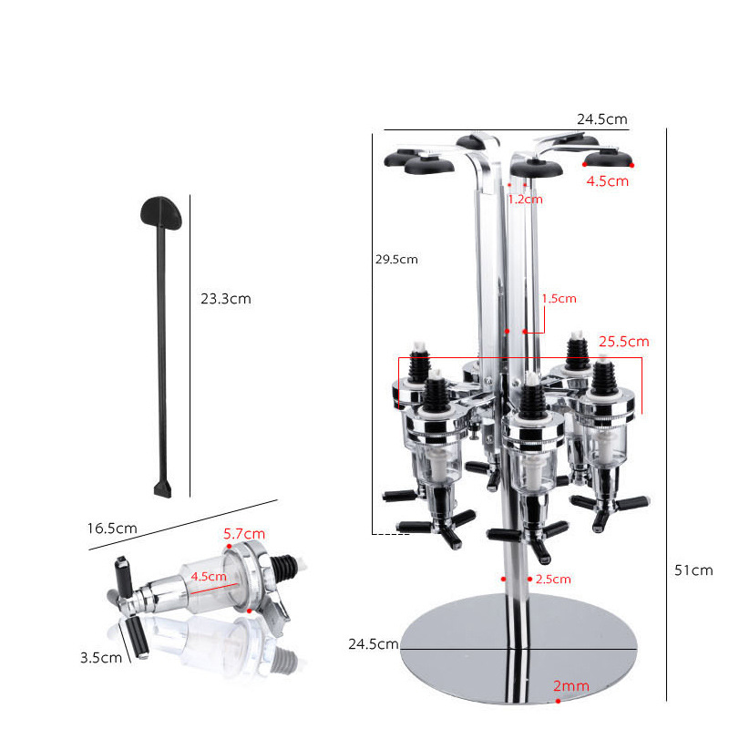 6 head rotating pour rack