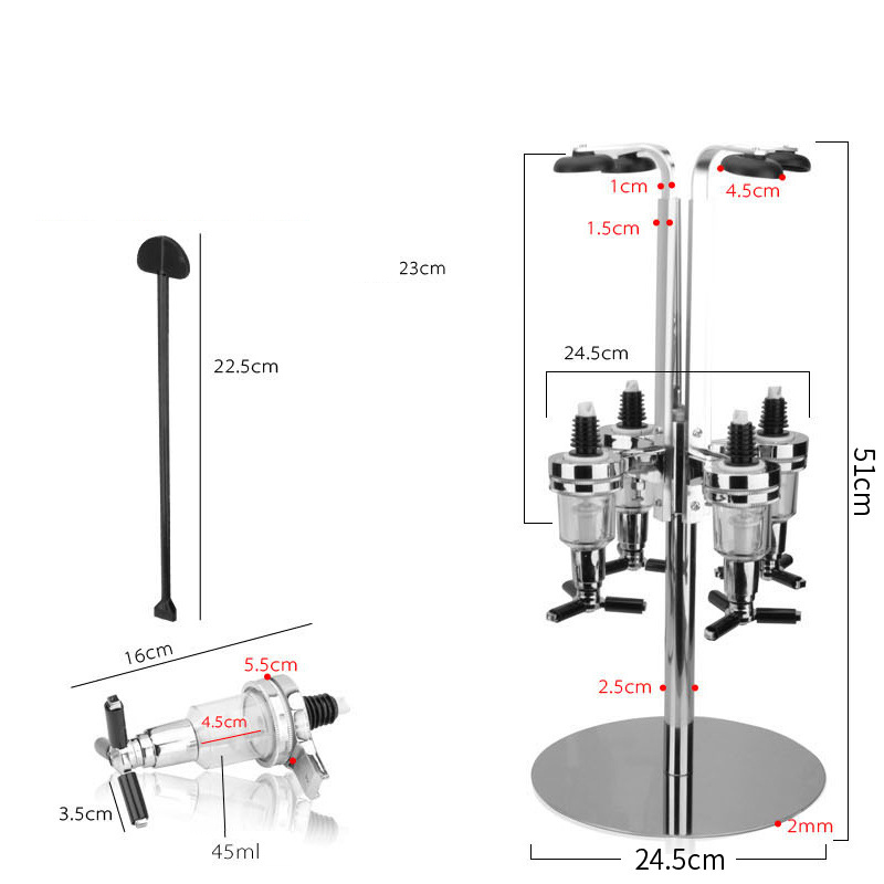 4 head rotating pour rack