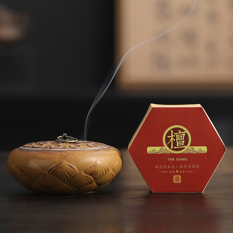 Ceramic lotus stove + sandalwood pan incense 40 pi