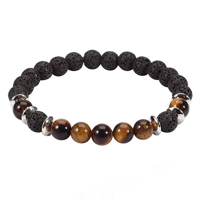 Yellow tiger Eye   Black - volcanic bracelet