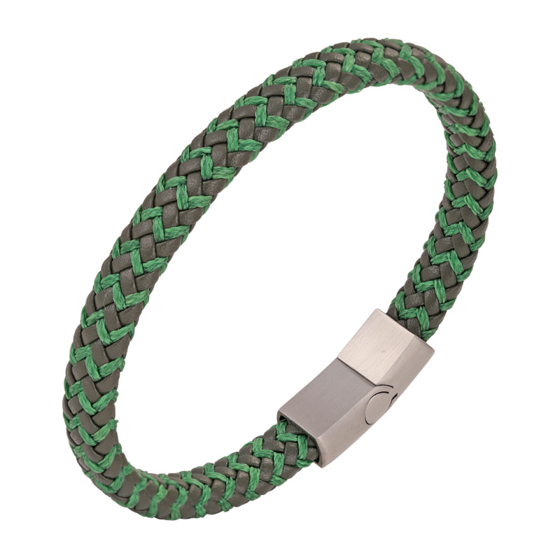 Green leather steel buckle