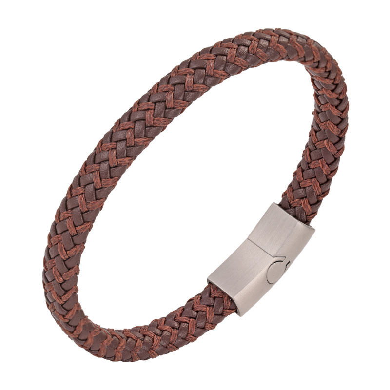 Coffee leather steel buckle