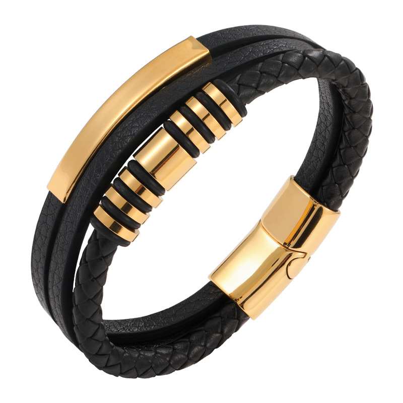 Black leather and gold 19CM(inner ring length)