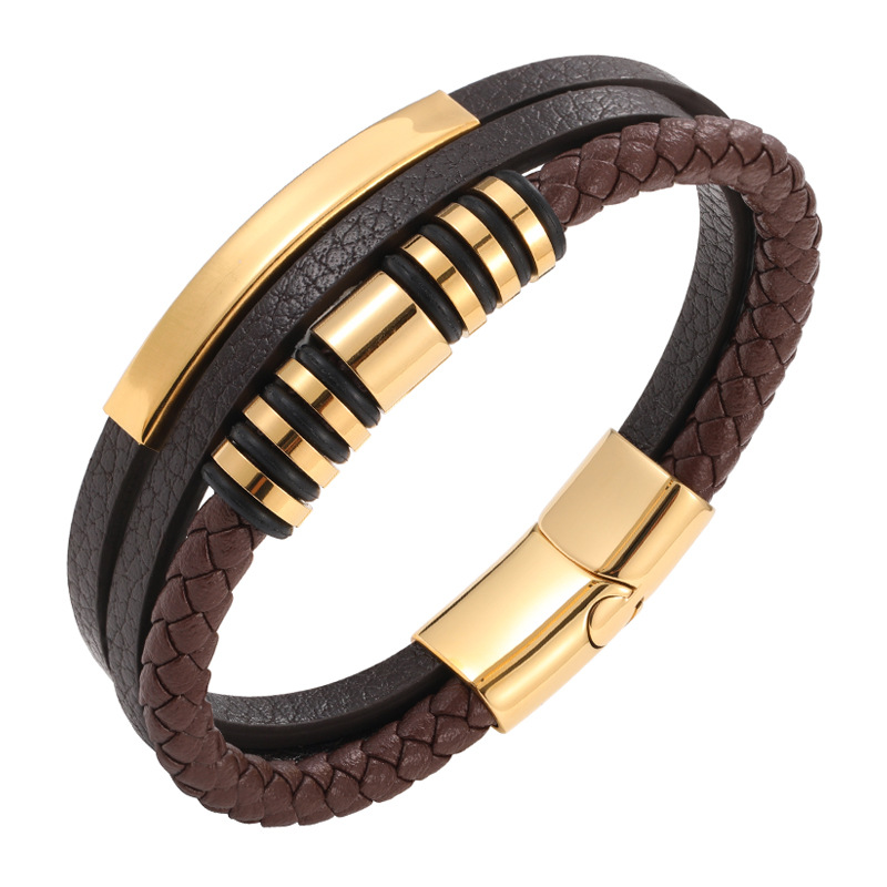 Brown leather and gold 19CM(inner ring length)