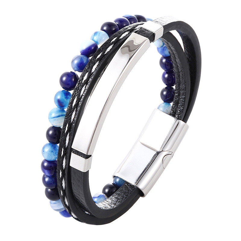 8:Striped blue bead and steel color