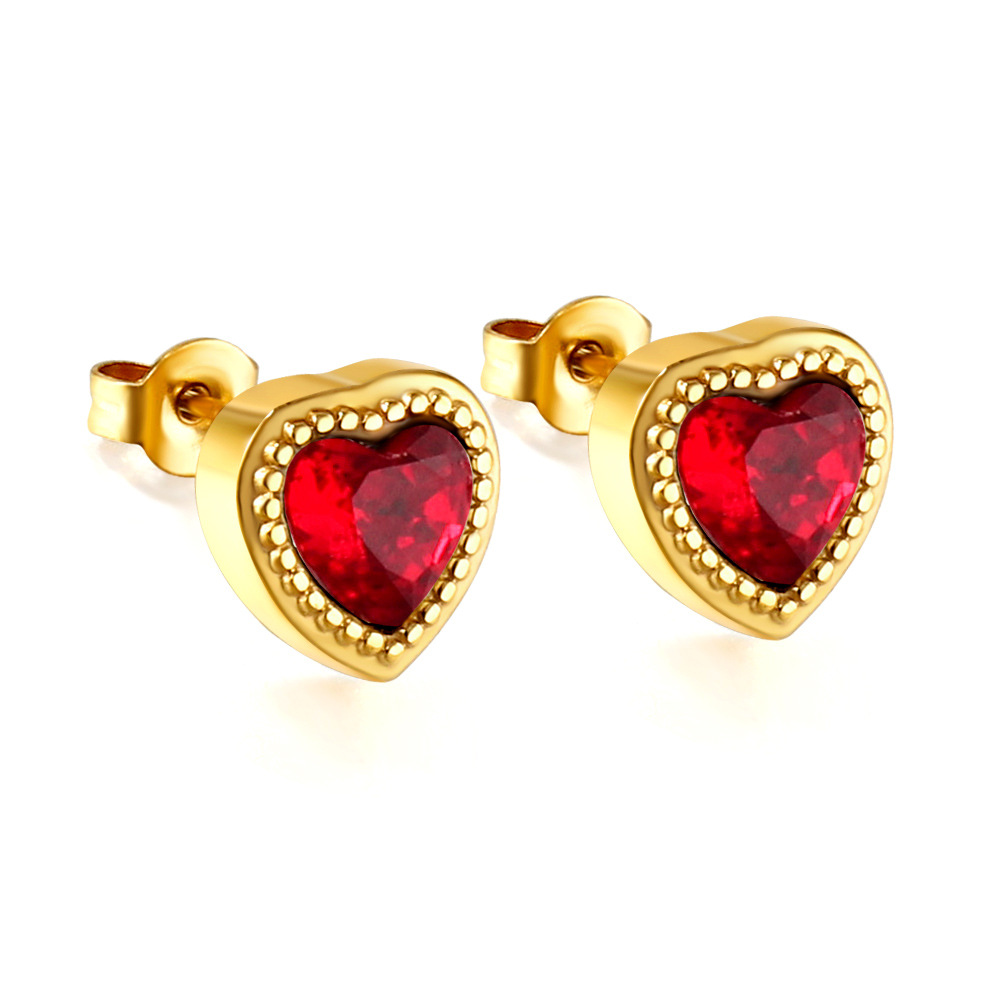 7:Red Diamond Heart Stud