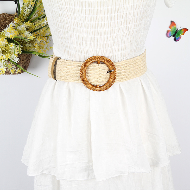 Imitation braided circle buckle (white)