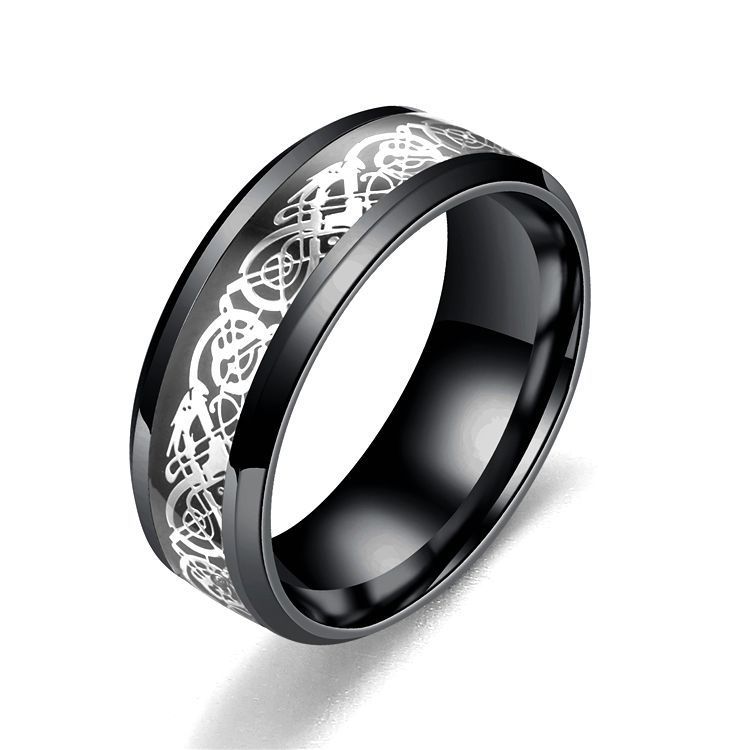 Black ring silver on black ground US Size #6