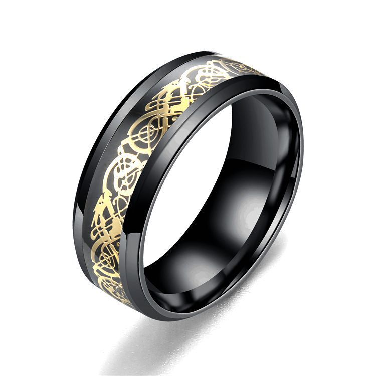 Black ring gold on black ground US Size #6