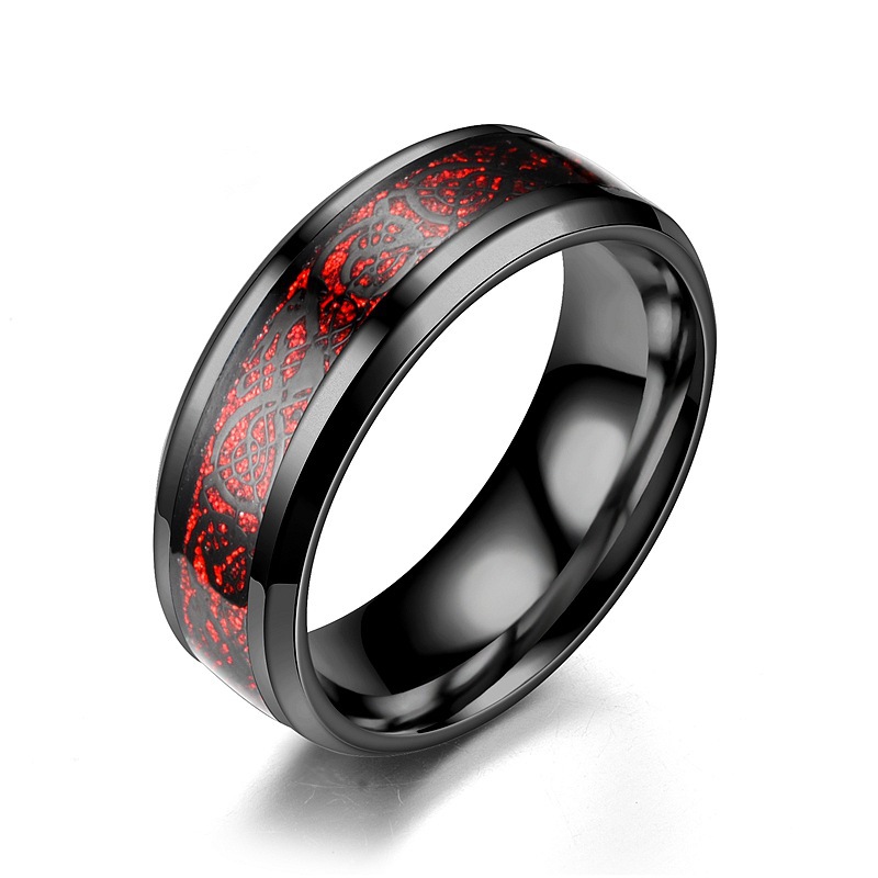 Black Ring. - Black on a red background US Size #6