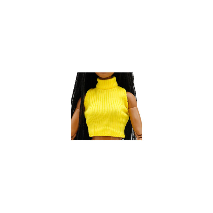 Yellow high-neck stripes T