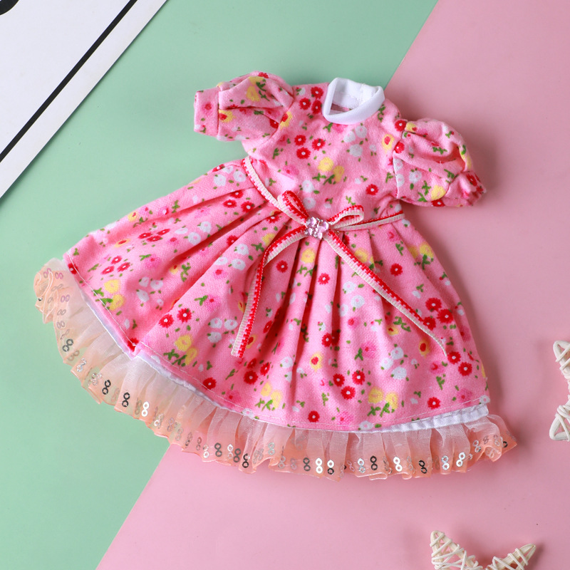 Short-sleeved pink flower skirt